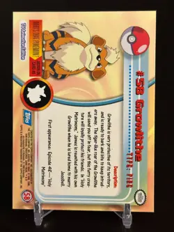 Topps Pokemon Card #58 Growlithe Blue Logo NM - Image 2