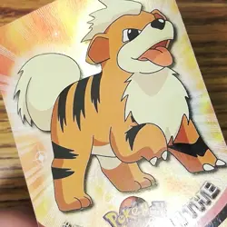 GROWLITHE 58 TOPPS Pokemon Rainbow Holo Foil Card - TEXTURED w/Rays - Image 1
