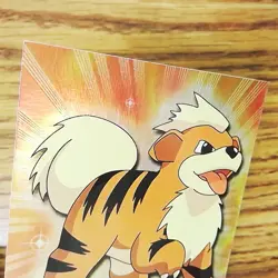 GROWLITHE 58 TOPPS Pokemon Rainbow Holo Foil Card - TEXTURED w/Rays - Image 3