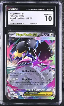 [CGC 10] 2025 Pokemon Mega Evolution Mawile ex #094/132 Double Rare GEM MINT - Image 1