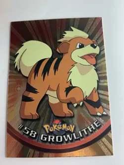 1999 Topps Pokemon TV #58 Growlithe (B) Silver Foil Black Logo (Rays 2nd Print) - Image 1