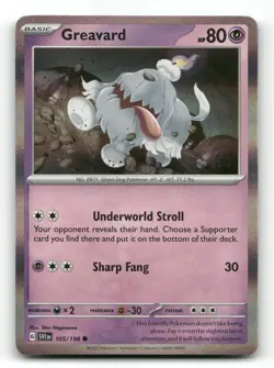 Greavard 105/198 - Scarlet & Violet Holo - Pokemon Card NM/M - Image 1
