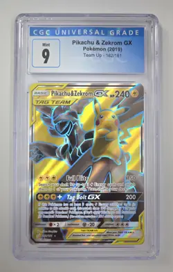 CGC 9 Pikachu & Zekrom GX 162/182 Pokemon Team Up Equivalent To PSA 9 - Image 1