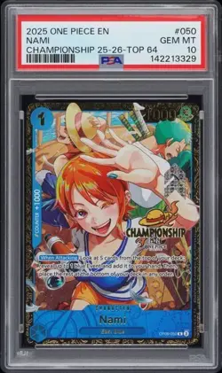 2025 ONE PIECE PROMOS CHAMPIONSHIP 25-26-TOP 64 #050 NAMI PSA 10 - Image 1