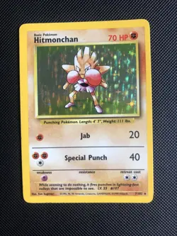 Hitmonchan Original Base Set Holo Rare 7/102 Pokemon Card WOTC LP - Image 1