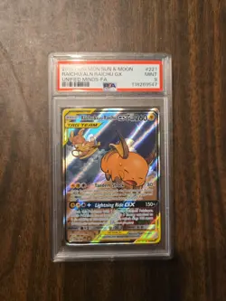 Raichu and Alolan Raichu GX Tag Team Alternative Art Card 221/236 PSA 9 - Image 1