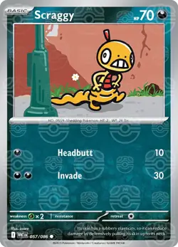 Scraggy 057/086 [Master Ball] Reverse Holo - White Flare Pokemon - Image 1