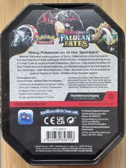 Pokemon TCG Scarlet & Violet Paldean Fates Great Tusk EX Tin New Factory Sealed - Image 2