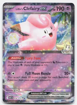 Lillie's Clefairy ex 076/217 Double Rare Ascended Heroes Pokemon Near Mint - Image 1