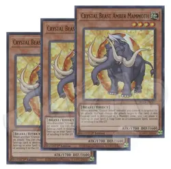 Yugioh Crystal Beast Amber Mammoth x 3 - 1st Edition Ultra Rare NM - Free Holo - Image 1