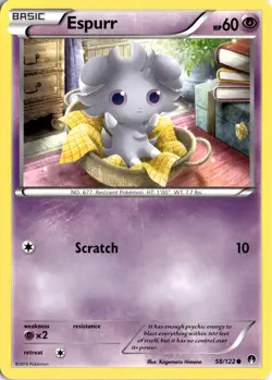 Espurr 58/122 XY - BREAKpoint Pokemon Card TCG - Image 1