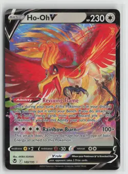 Ho-Oh V 140/195 Holo V Rare Silver Tempest Pokemon NM - Image 1