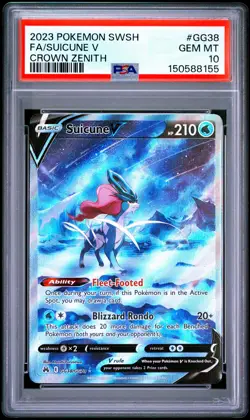 2023 POKEMON SWORD & SHIELD CROWN ZENITH #GG38 FULL ART/SUICUNE V PSA 10 - Image 1