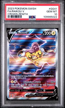 Raikou V GG41/GG70 Sword Shield Crown Zenith Pokemon PSA 10 - Image 1