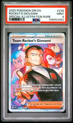 2025 POKEMON DRI EN-DESTINED RIVALS #238 TEAM ROCKET'S GIOVANNI PSA 9 - Image 1