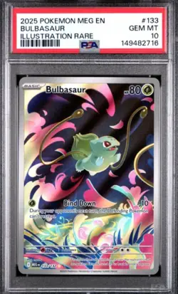 2025 POKEMON MEG EN-MEGA EVOLUTION ILLUSTRATION RARE #133 BULBASAUR PSA 10 - Image 1