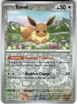 Eevee 074/131 Common Prismatic Evolutions Pokemon Near Mint - Image 1