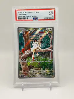 Meowth 2025 Pokemon Phantasmal Flames Illustration Rare English PSA 9 106/094 - Image 1