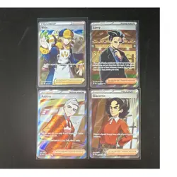 Pokemon TCG Scarlet & Violet Full Art Holo Trainer Lot 4 Volo Larry Atticus - Image 1