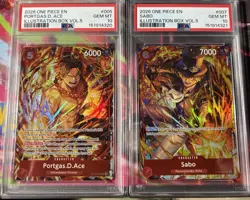 2026 ONE PIECE Illustration Box Vol 5 Sequential PSA 10 Promo Set - Ace & Sabo - Image 1