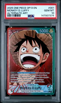 2025 ONE PIECE OP13-CARRYING ON HIS WILL ALTERNATE ART MONKEY D. LUFFY PSA 10 - Image 1