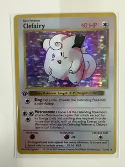 1999 1st Edition Clefairy Holo 5/102 Base Set Vintage Rare Pokemon Trading Card - Image 1