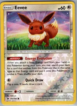 Eevee 101/149 Reverse Holo SM Base Set - Pokemon Card - NM - Image 1