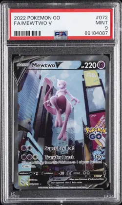 2022 POKEMON GO #072 FULL ART/MEWTWO V PSA 9 - Image 1