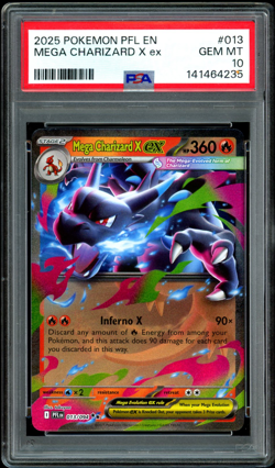 Pokemon Mega Charizard X EX Full Art Holo 013/094 Phantasmal Flames PSA 10 - Image 1