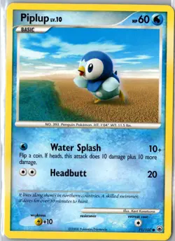 PIPLUP 71/100 COMMON MAJESTIC DAWN POKEMON MP - Image 1