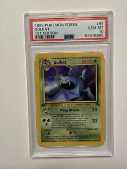 Golbat Pokemon 1999 Fossil 1st Edition Uncommon 34/62 WOTC PSA 10 GEM MT - Image 1