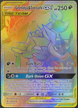 Greninja & Zoroark GX (Secret) 222/214 Sm-Unbroken Bonds Holo Pokemon Card - Image 1