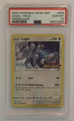 Lugia SWSH069 Holo Prerelease Vivid Voltage Pokemon Card PSA 10 - Image 1