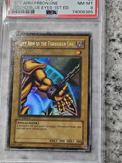 Yu-Gi-Oh! Left Arm of the Forbidden One LOB-123 GLOSSY 1st Edition PSA 8 - Image 1