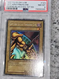 Yu-Gi-Oh! Left Arm of the Forbidden One LOB-123 GLOSSY 1st Edition PSA 8 - Image 2