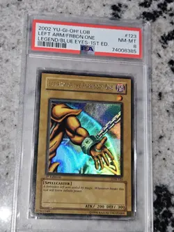Yu-Gi-Oh! Left Arm of the Forbidden One LOB-123 GLOSSY 1st Edition PSA 8 - Image 4