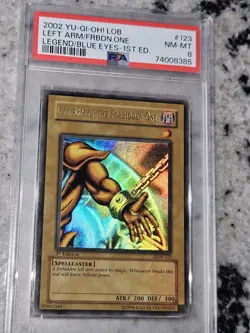 Yu-Gi-Oh! Left Arm of the Forbidden One LOB-123 GLOSSY 1st Edition PSA 8 - Image 5