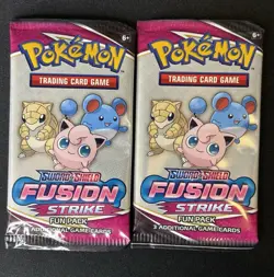 2 X Pokemon SWSH Fusion Strike Sealed 3 Card Booster Fun Packs - Image 1