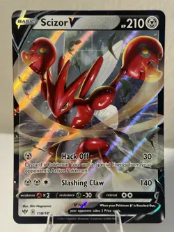 Scizor V 183/189 SWSH Darkness Ablaze Full Art Ultra Rare Pokemon TCG Card NM - Image 1