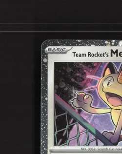 Team Rocket's Meowth 149/182 Destined Rivals Cosmos Holo Rare Pokemon Card NM - Image 3