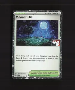 Moonlit Hill 081/091 Paldean Fates Cosmos Holo Play Stamped Pokemon Card NM - Image 1