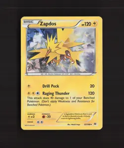 Zapdos 23/108 Roaring Skies Cracked Ice Holo Rare Pokemon Card DMG - Image 1