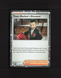 Team Rocket's Giovanni 174/182 Destined Rivals Cosmos Holo SWIRL Pokemon Card NM - Image 1