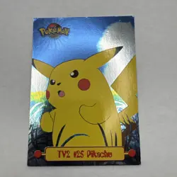 TV2 Pikachu Pokemon Card Rainbow FOIL Topps Series 1 1999 TV Animation Edition - Image 1