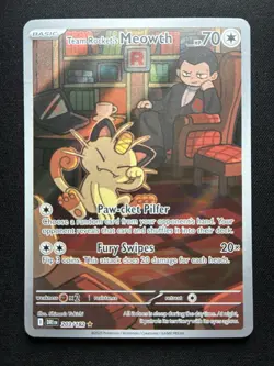 Pokemon: Team Rocket's Meowth Illustration Rare IR Holo 203/182 Destined Rivals - Image 1
