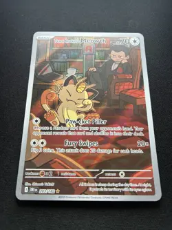 Pokemon: Team Rocket's Meowth Illustration Rare IR Holo 203/182 Destined Rivals - Image 2