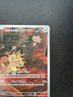 Pokemon: Team Rocket's Meowth Illustration Rare IR Holo 203/182 Destined Rivals - Image 3