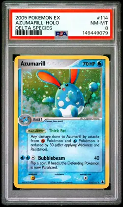 AZUMARILL HOLO 114/113 DELTA SPECIES POKEMON PSA 8 - Image 1
