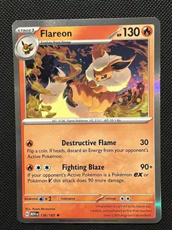 Pokemon ENGLISH - 151 - Flareon - 136/165 - Holo Rare - M/NM - Image 2