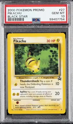 2000 POKEMON PROMO BLACK STAR #27 PIKACHU PSA 10 - Image 1